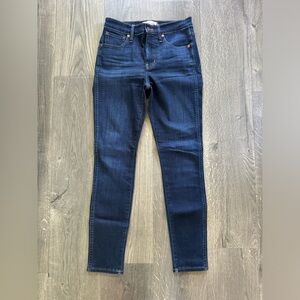 Madewell 10” High Rise Waist Skinny Jeans Stretch Dark Blue Denim sz 25